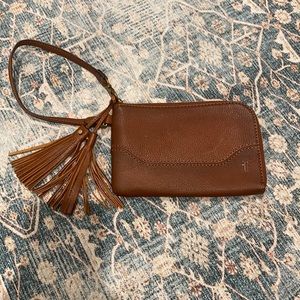 Frye brown leather wristlet